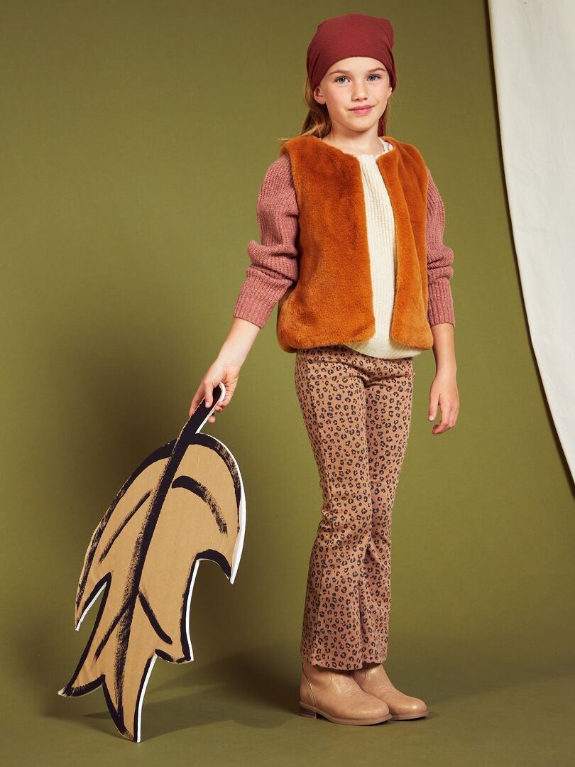 Luipaardprint flared broek - BEIGE