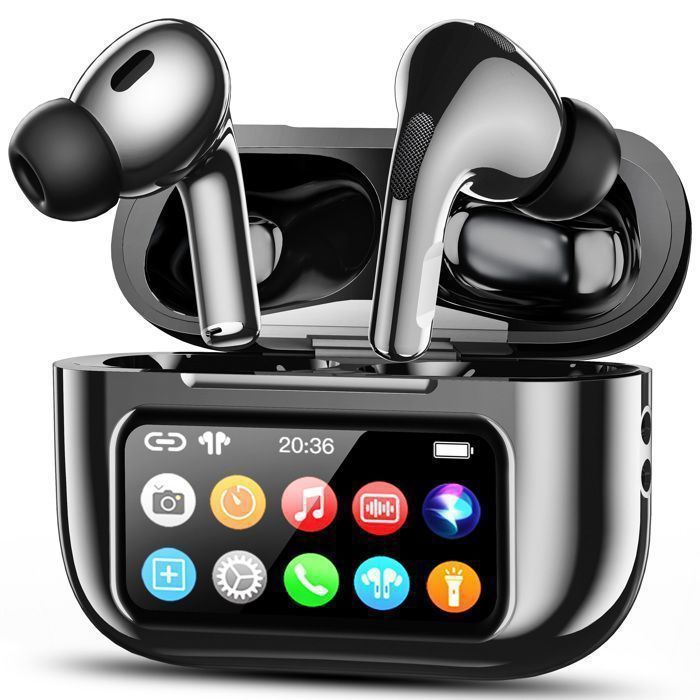 DJOIN Kabellose Bluetooth-Ohrhörer, Bluetooth 5.4-Kopfhörer mit multifunktionalem LED-Touchscreen, ANC/ENC-Geräuschunterdrückung