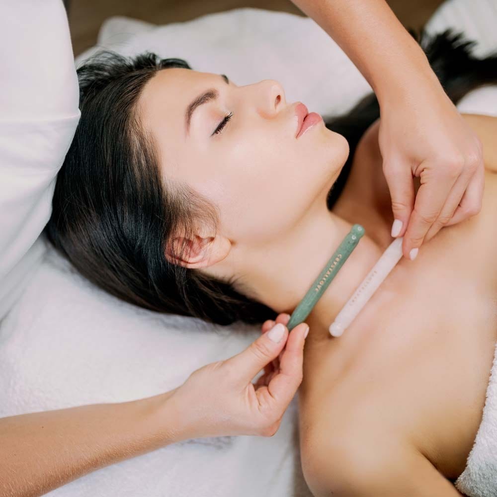 Masajeador facial Crystallove con punta de aventurina para gua sha – 1 unidad