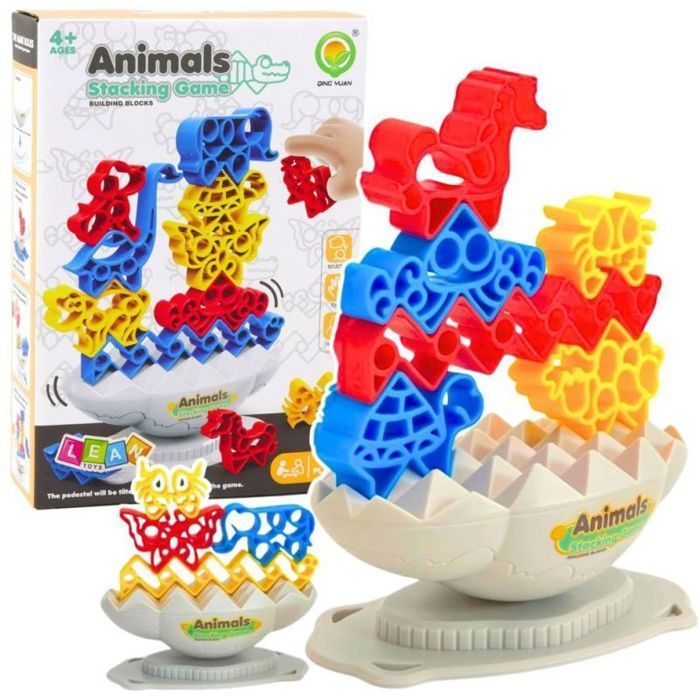 Borne arcade Leantoys Jeu d'arcade : tour d'équilibrage, blocs de pierre et animaux colorés