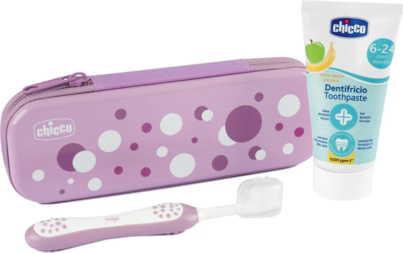 Chicco Always Smiling Set 6m+ Tandverzorgingsset met lila etui