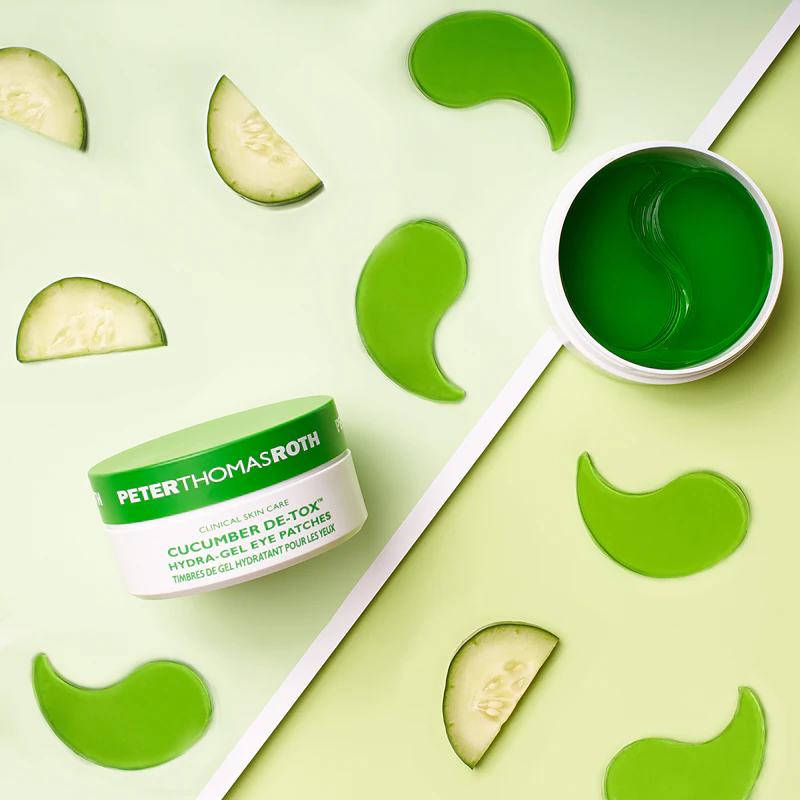 Peter Thomas Roth Cucumber De-Tox Hydra-Gel Eye Patches, máscara de gel hidratante para os olhos.
