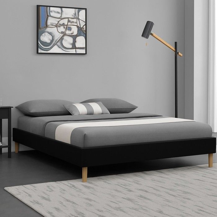 mina - Solide et Confortable Sommier Tapissier noir Pieds en 20 cm pour matelas en 180x200 - 2 x 13 Lattes