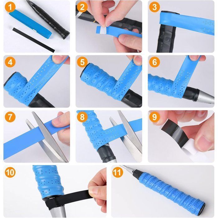 Set van 6 - Racketgrepen, antislip, gemaakt van PU, ademend, voor badminton, tennis en squash.