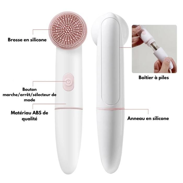 GAVI STORE | Brosse nettoyante visage électrique 2 vitesses | Silicone double tête vibrante | Imperméable | Massage & nettoyage