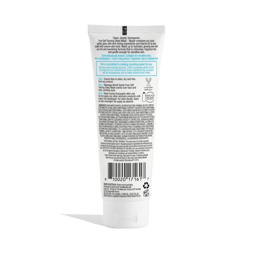 Bondi Sands Pure krema za samotamnjenje i Bondi Sands Pure maska za spavanje s efektom samotamnjenja – 75 ml
