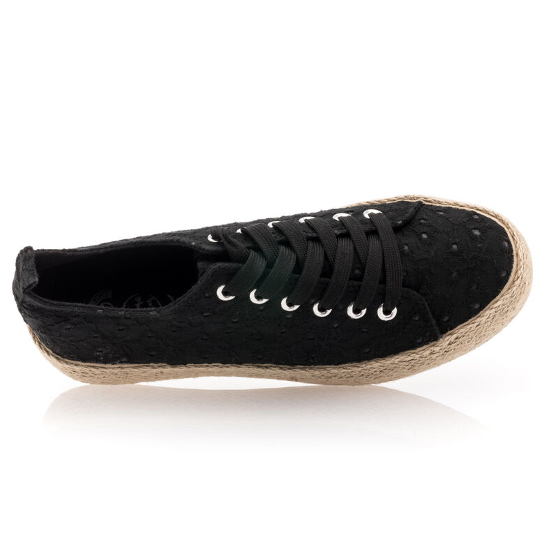 Dámske čierne espadrilky s lanovou podrážkou