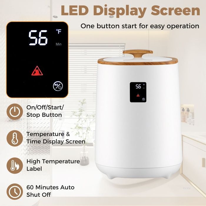 LIFEZEAL Scaldasalviette elettrico da 18 litri per bagno, contenitore per asciugamani elettrico a 128 °C con indicatore di sicurezza