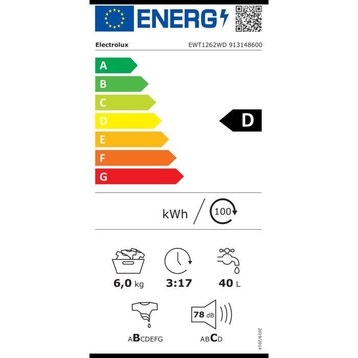 Lavatrice dall'alto ELECTROLUX EWT1262WD - 6 kg - 1200 giri/min - Bianca
