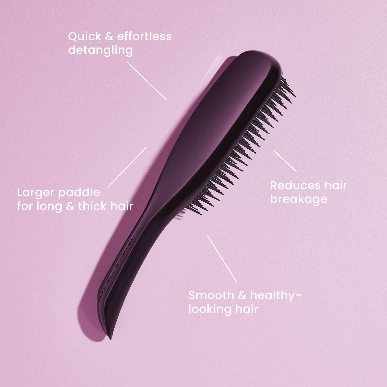 „Tangle Teezer“ plokščias ir irklinis šlapio iššukavimo šepetys, didelis, juodas, blizgus, 1 vnt.