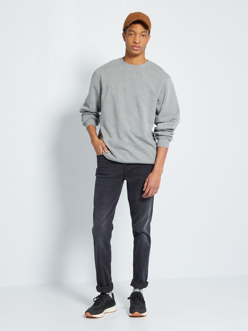 Effen sweatshirt met ronde hals +190 cm - GRIJS