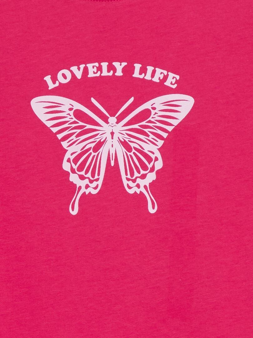 Bedrukt T-shirt met korte mouwen - ROZE