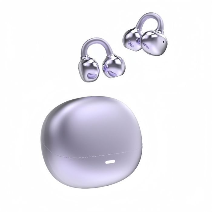 Auricolari stereo a conduzione aerea, ultraleggeri (4 g), con clip e design aperto, resistenti all'acqua - viola
