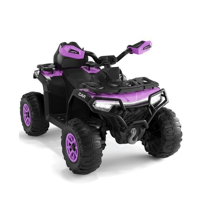 Coche eléctrico infantil de 12 V - 2 motores de 35 W, mando a distancia, luces LED, música, Bluetooth, USB, bandera luminosa, a partir de 3 años - Morado