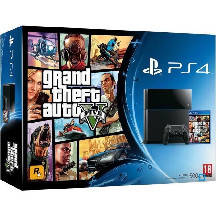 Console PS4 - Sony - 500 Go - Bundle GTA 5 - Noir - Standard