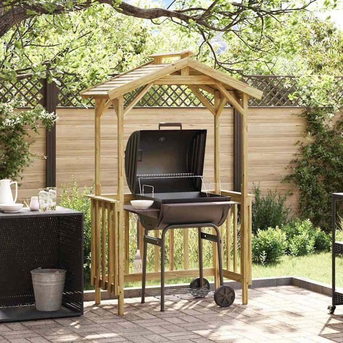 Abri hexagonal en bois pour jardin - vidaXL - Marron clair - Pin imprégné - 133.5x63x200 cm - Protection UV