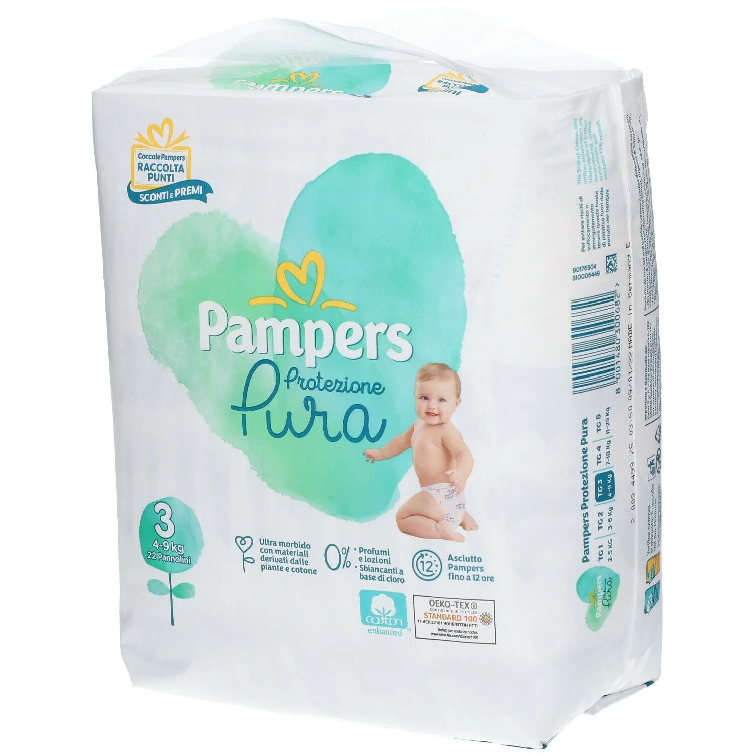 Braguitas de pijama PAMPERS Pure Protection Naturello Midi CP, 22 unidades