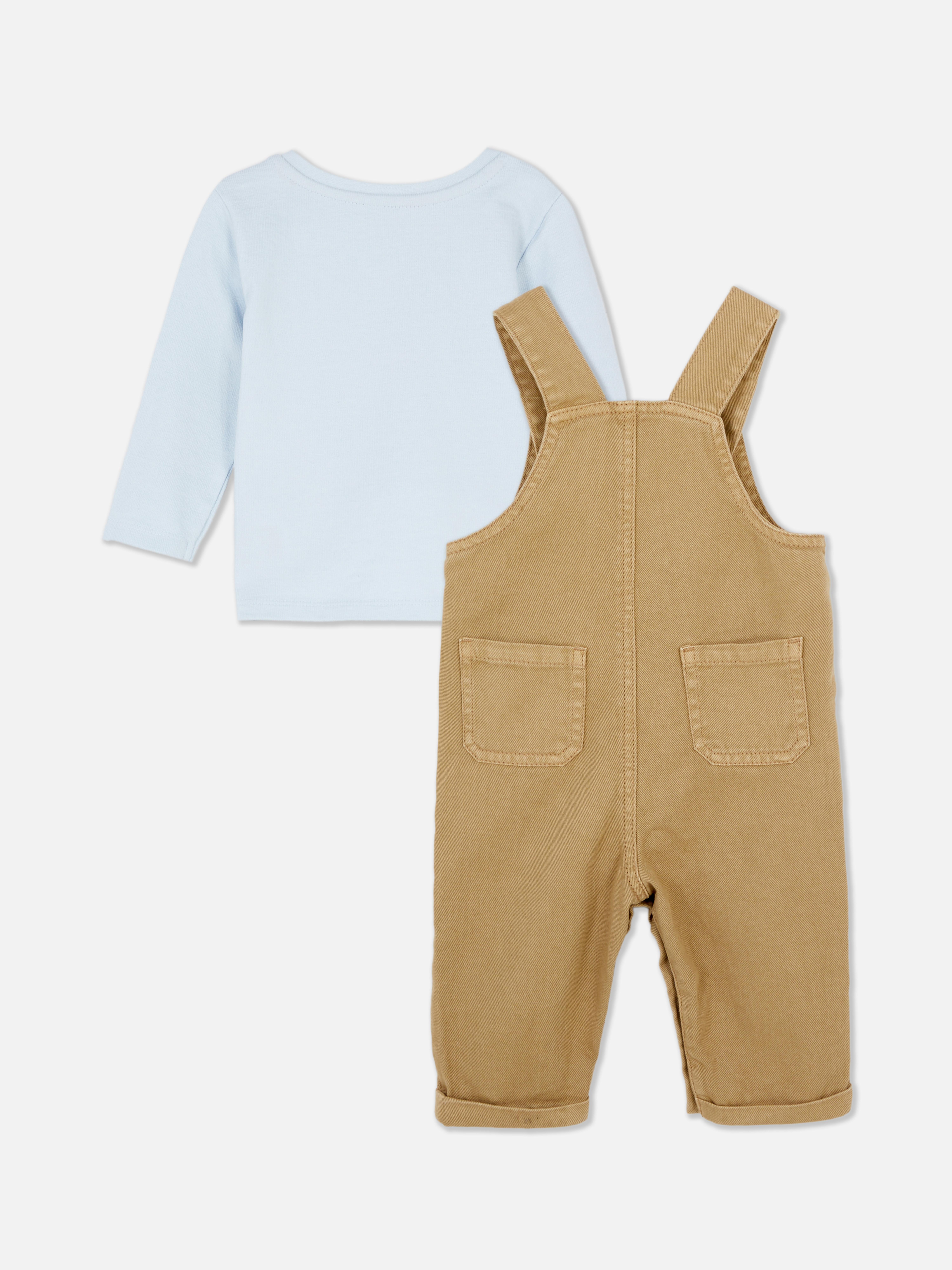 Set cu tricou cu mânecă lungă și salopetă Set cu tricou cu mânecă lungă și salopetă din denim