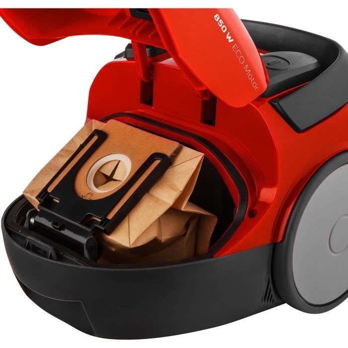 Aspiradora cilíndrica con bolsa - SENCOR - SVC 45RD-EUE3 - Motor ECO de 850 W - 79 dBA - 1,5 L - Roja