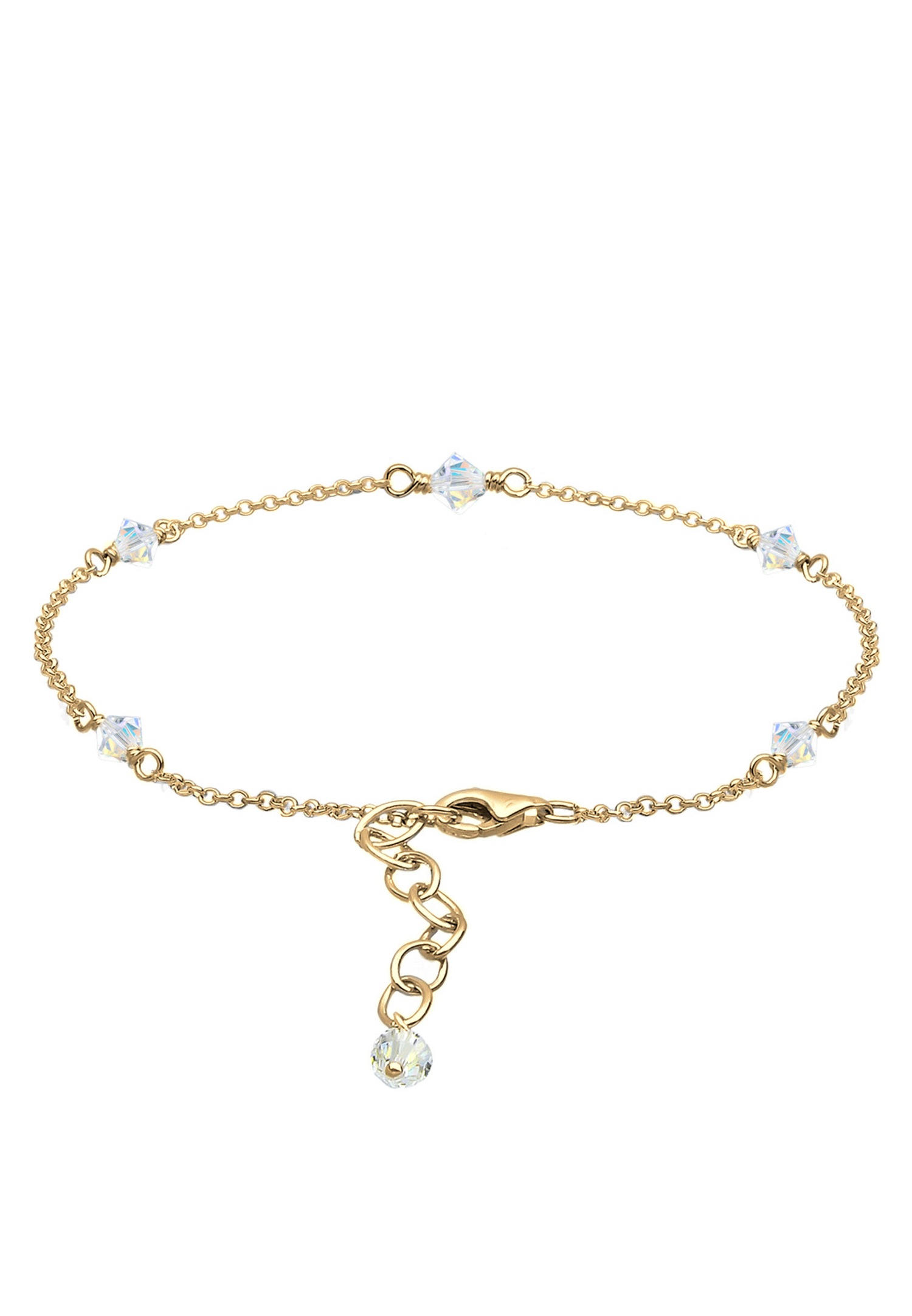 Elli Femmes Bracelet de Cheville Classique avec Cristaux en Argent Sterling 925