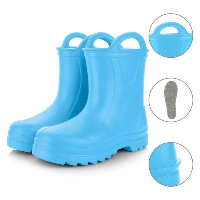 Botas de lluvia infantiles 3Kamido GoSplash - Botas de lluvia - fabricadas en material EVA ligero para niños y niñas - Azul claro