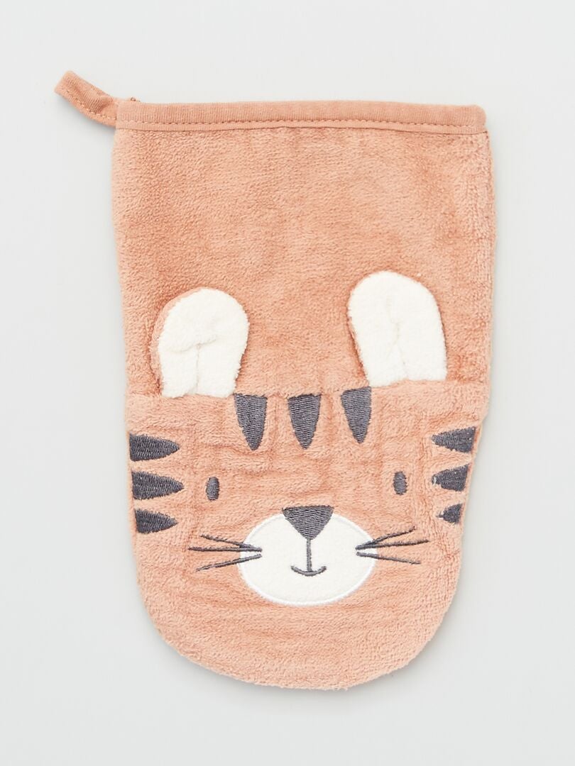 Conjunto de 2 luvas de banho com estampa de animais - AMARELA