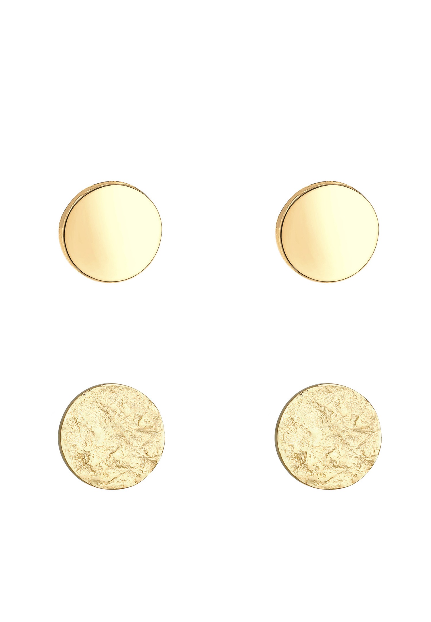Elli Boucles d'oreilles cloutées pour femmes - Lot de 2 - Rondeur classique brillante et mate en argent sterling 925
