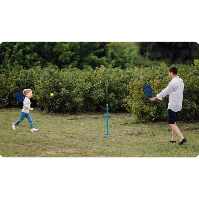 Juego de Speedball - JANSHOP - NS-499 - 2 raquetas - Pelota incluida - Altura ajustable de 124 a 138,5 cm - Poste de acero