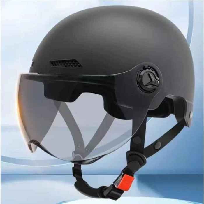 Capacete de segurança para bicicleta elétrica com óculos de proteção, design de meio capacete, capacete de motocicleta, masculino e feminino, adultos - Rosa-A[B360]