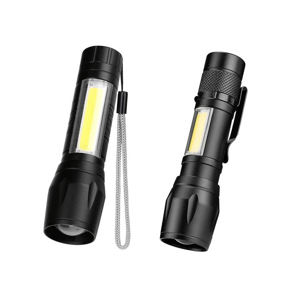 Mini linterna LED XPE COB, lámpara con 3 modos, zoom, luz intermitente, funciona con batería 14500, linterna portátil, resistente al agua, para acampar.