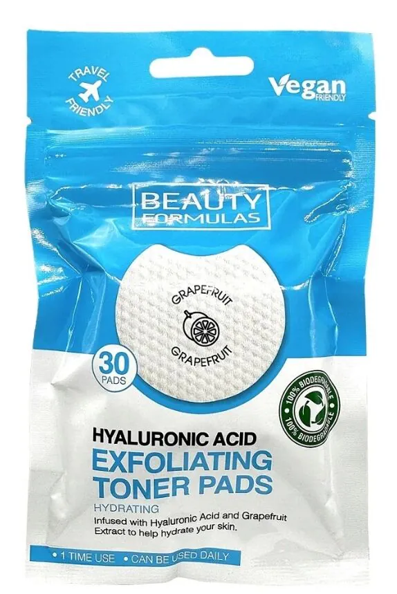 Beauty Formulas Nasączone płatki złuszczające Kwas hialuronowy