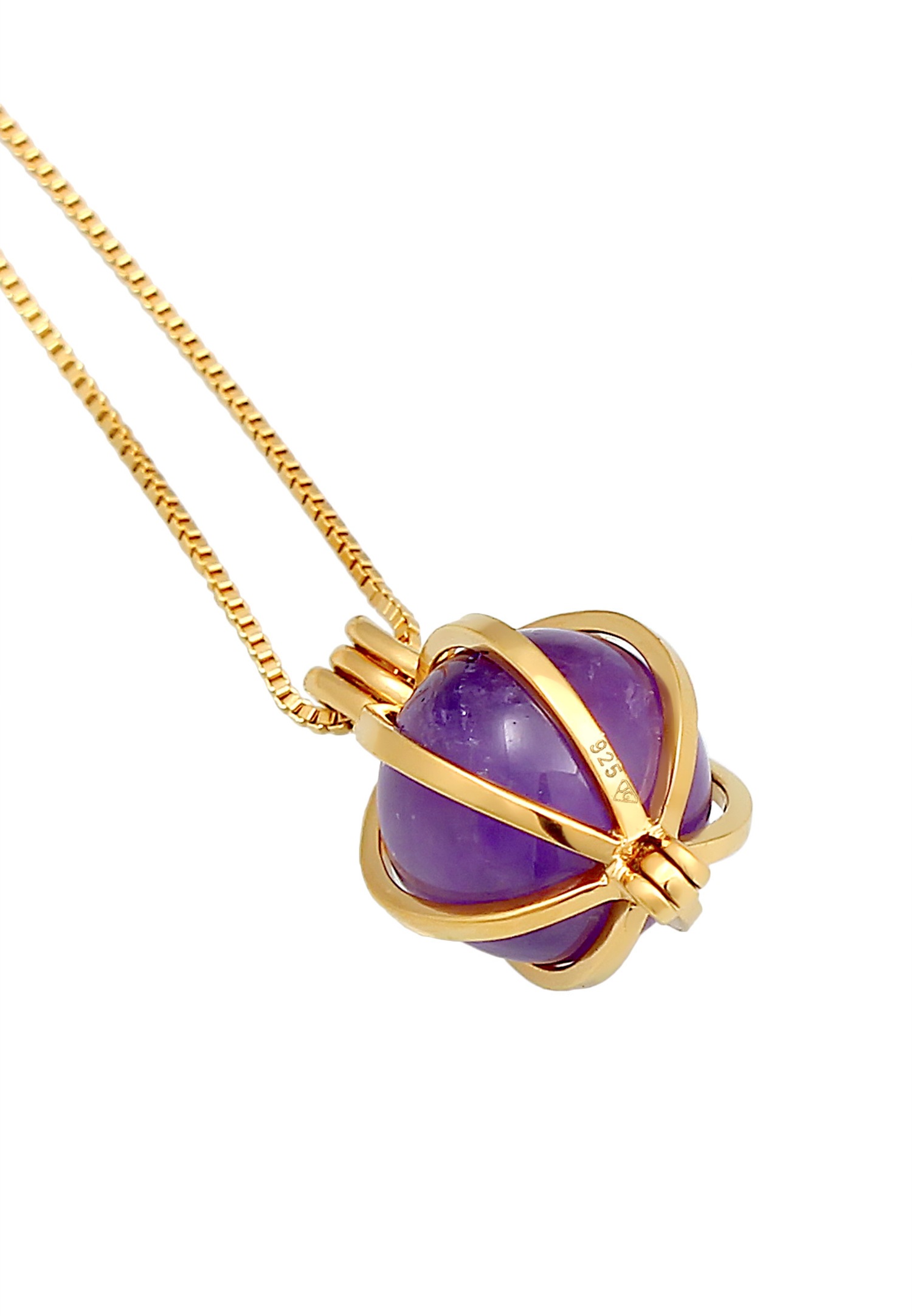 Elli PREMIUM Pendentif boule de dame Tendance violette avec améthyste en argent sterling 925 plaqué or