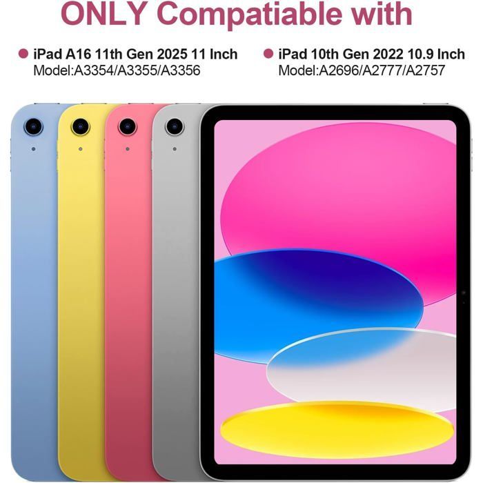 Franse hoes met toetsenbord voor iPad 11/10e generatie (A16 2025 11-inch/10e generatie 2022 10,9-inch) - roze