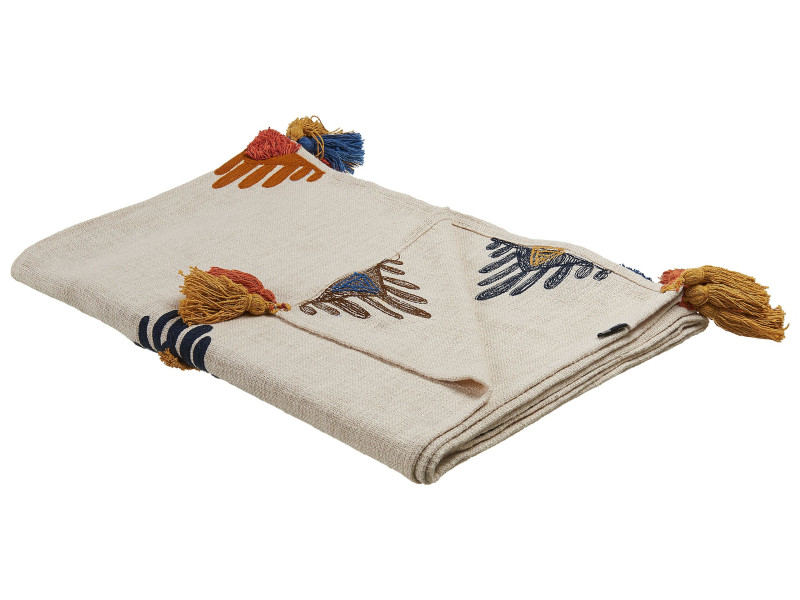 Koc bawełniany styl boho frędzle 130x180 cm