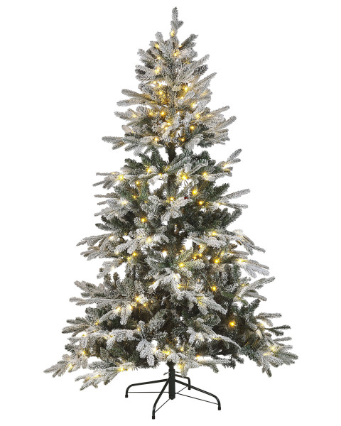 Choinka sztuczna ośnieżona lampki 180 cm biała