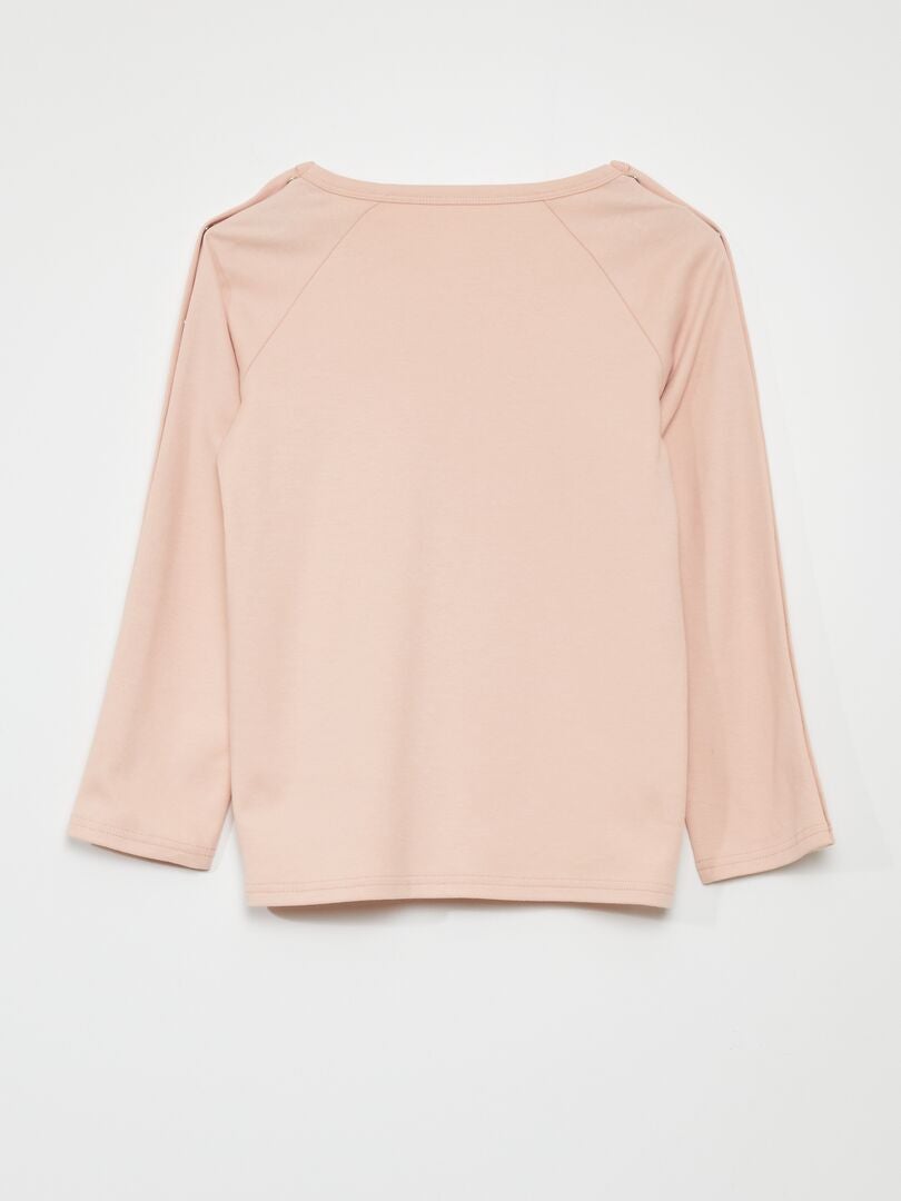 Camiseta de manga comprida com botões de pressão - Super fácil - ROSA