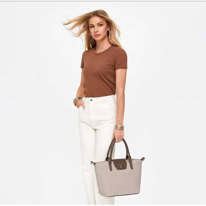 David Jones - Bolso tote de nailon para mujer - Bolso de compras suave, bolso de hombro, bolso cruzado - Elegante y a la moda - Negro