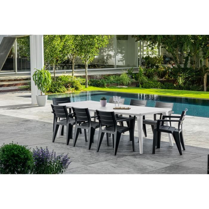 Mesa de jardim retangular branca em resina para 8 a 10 pessoas - Lima - Allibert by KETER
