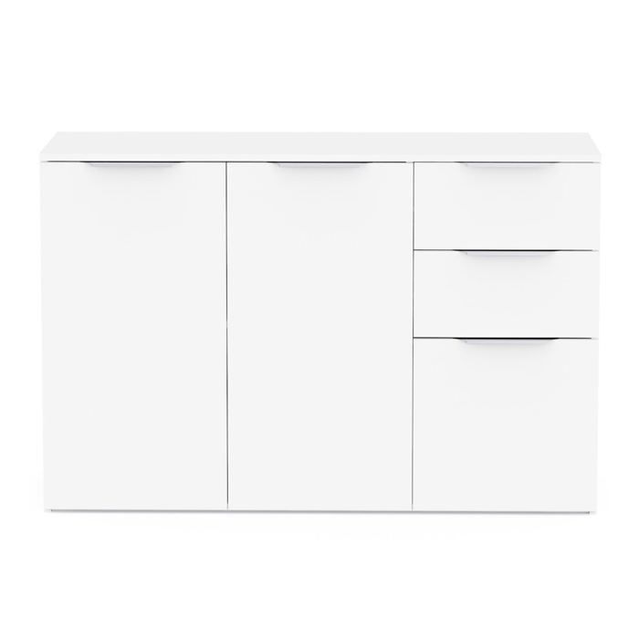 CALICOSY - Buffet 3 portes et 2 tiroirs blanc L119,5 cm GHOST - Blanc