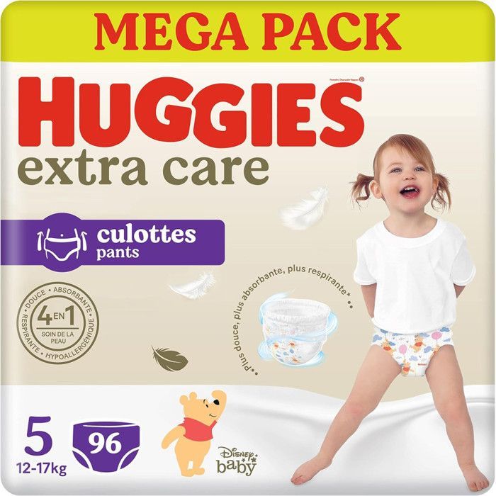 Huggies Extra Care Pants, 96 couches, Taille 5 (12-17 kg)