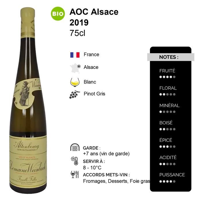 Domaine Weinbach Alsace Altenbourg Late Harvest 2019 - Elsass Weißwein (3x75cl) Bio