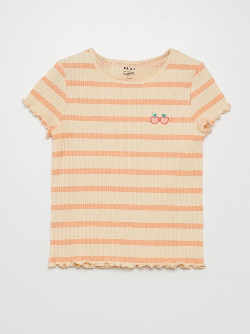 Camiseta de tela repujada - NARANJA
