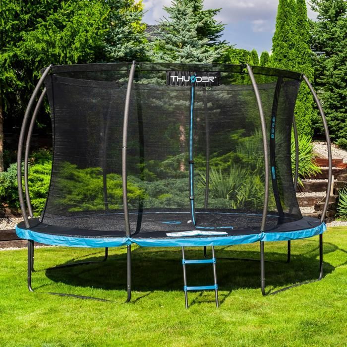 THUNDER® ULTRA Trampoline Ø 366-185cm 12FT | Voor kinderen | Compleet pakket met veiligheidsnet | EN71 en TÜV GS gecertificeerd | Blauw