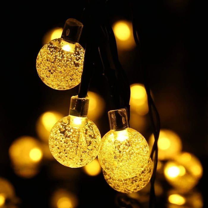 Guirnalda de luces solares para exteriores, 10 m, 50 bombillas LED, impermeable, 8 modos, luces solares para patio y jardín.