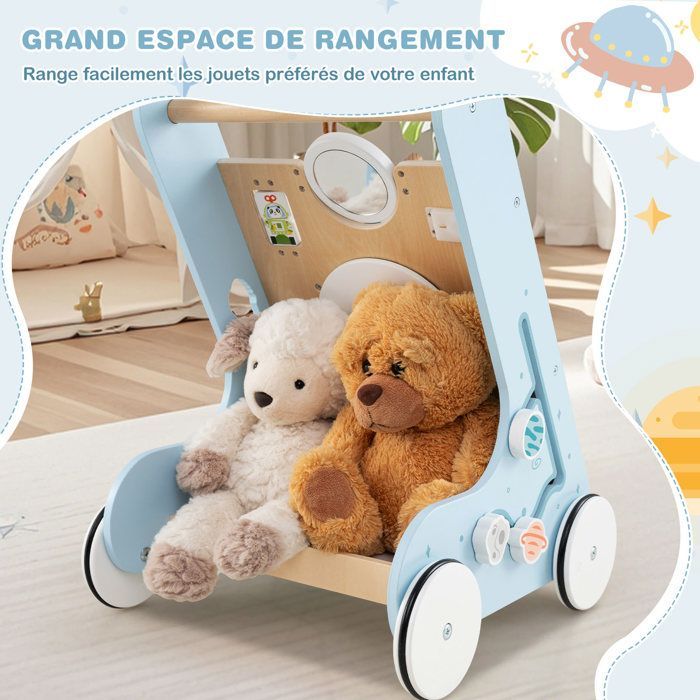 LIFEZEAL Wooden Baby Walker 1+ Years, 8-in-1 Multifunctional Convertible Walker, Activity Center with Xylophone