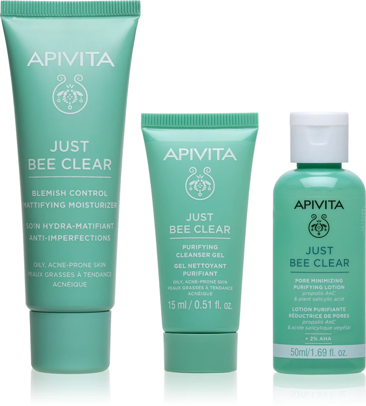 Kit de tratamento para acne Apivita Just Bee Clear Routine Mini Set