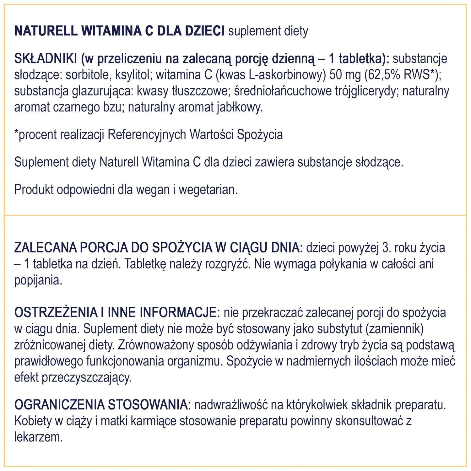 Naturell Witamina C dla dzieci 180 tabletek