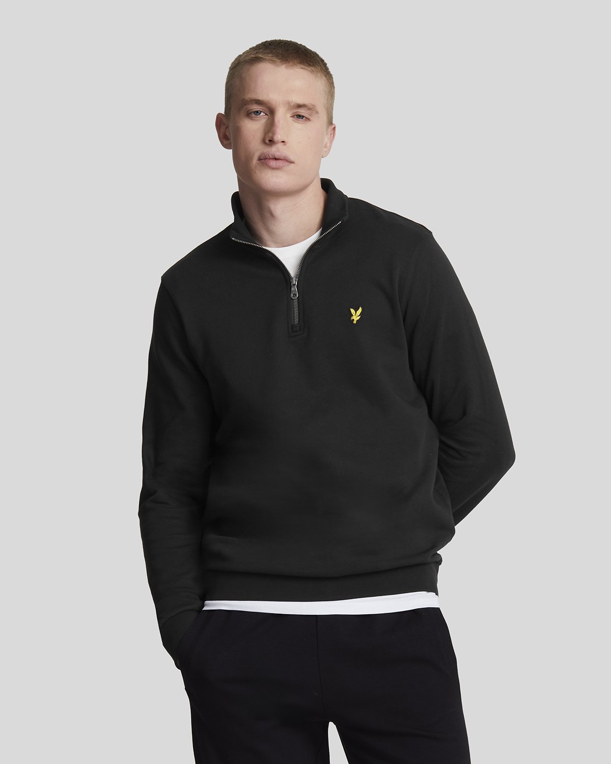 Lyle & Scott LOOPBACK QUARTER ZIP - Bluza - jet black
