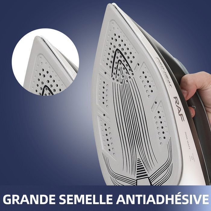 Steam generator iron, 7 bar pressure, constant temperature, 3000W, 130g/min steam output, 1.5L water tank, non-stick soleplate, light grey