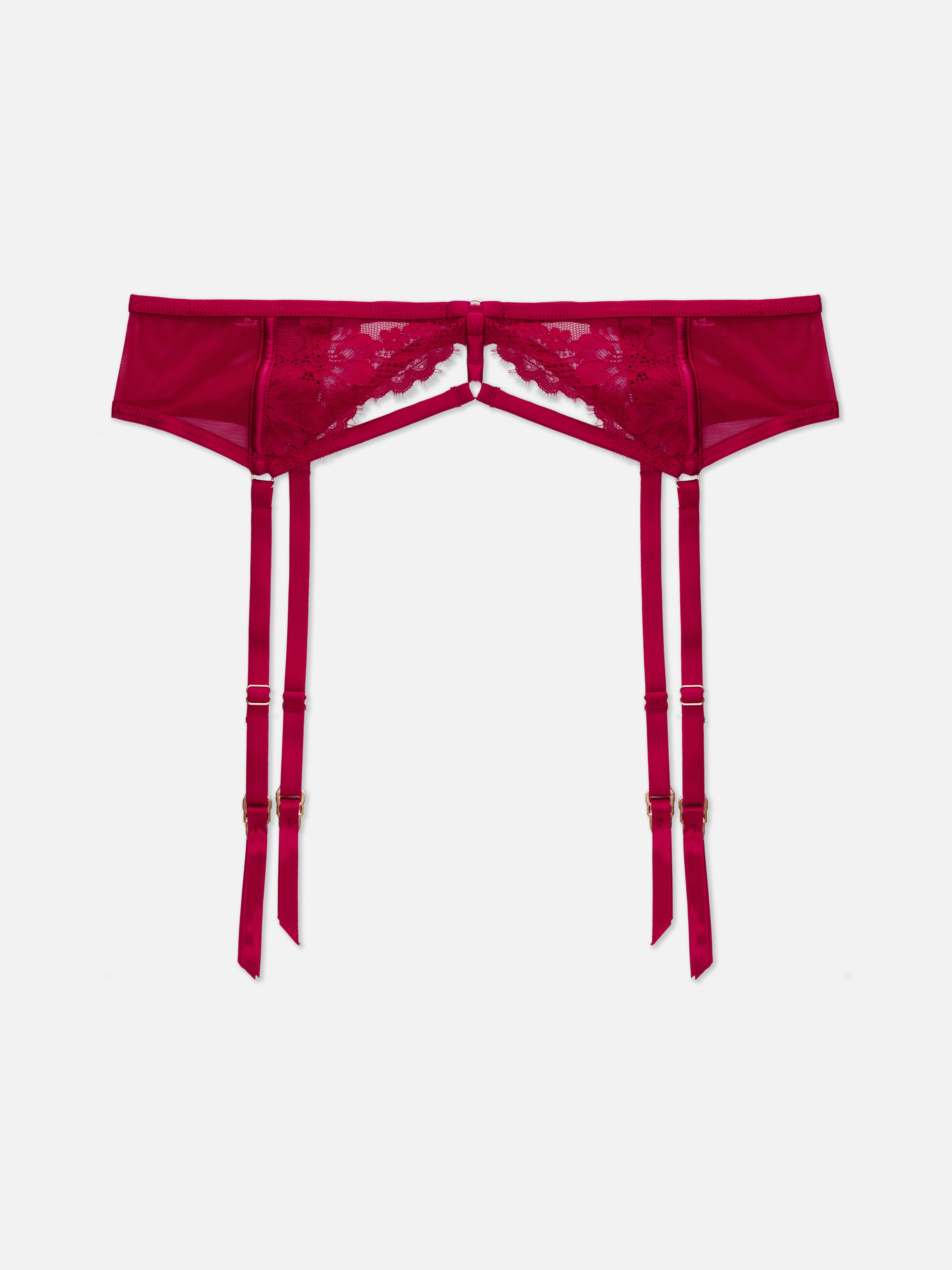 Reggicalze in pizzo e raso. Un reggicalze in pizzo e raso da indossare con il reggiseno e lo slip coordinati.